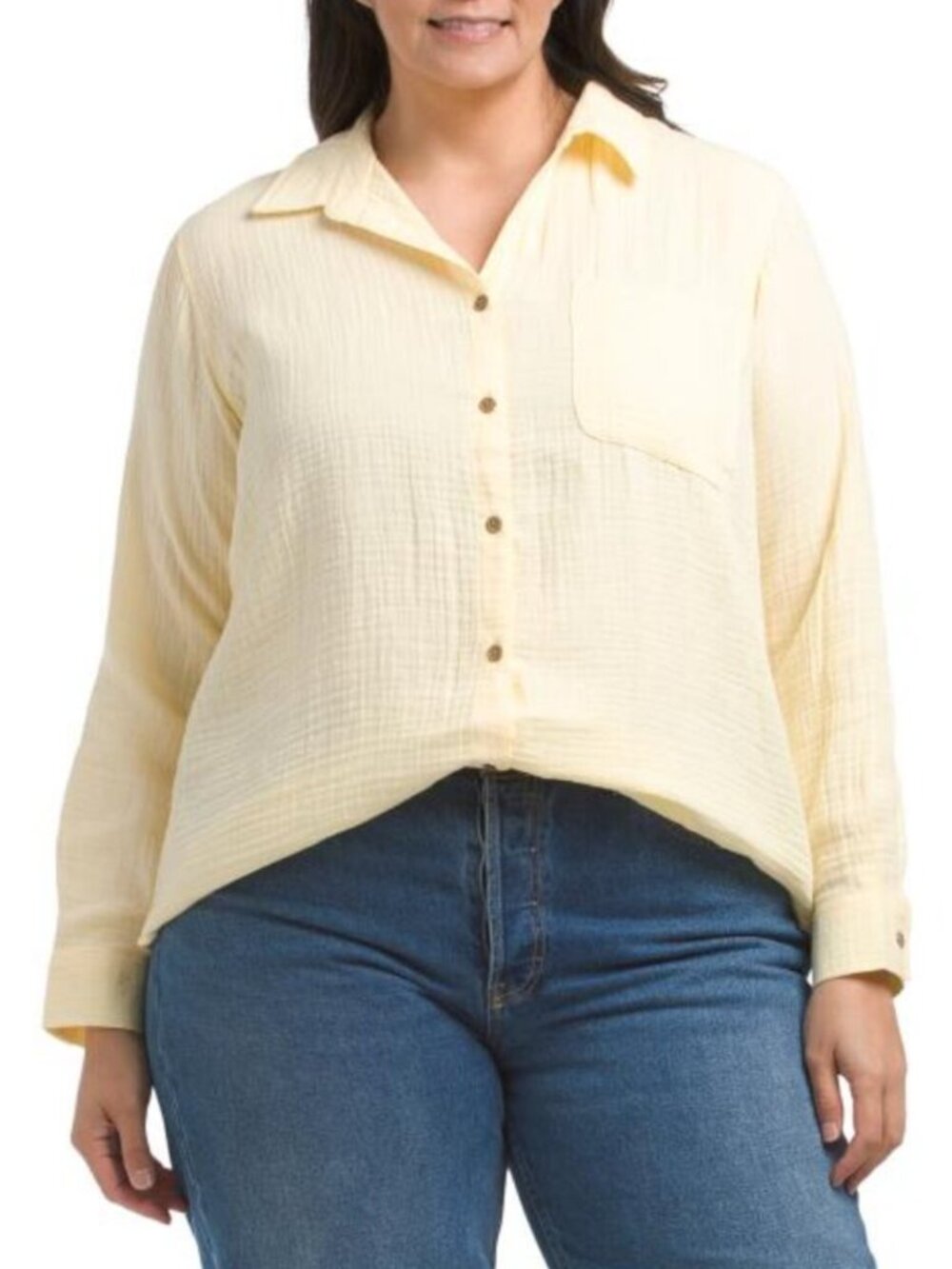 BEACH LUNCH LOUNGE Plus Gauze Button Up Tunic